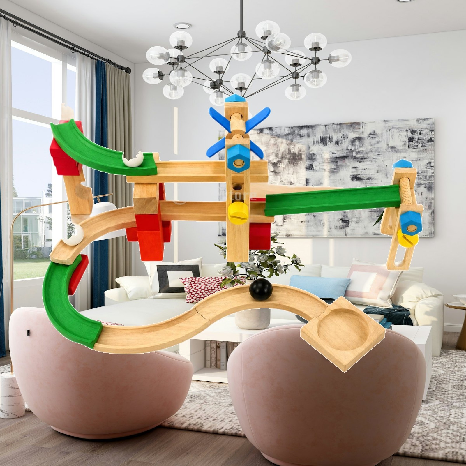 Drewniana torowa zabawka z kul – Marble Coaster Set recenzja i cena